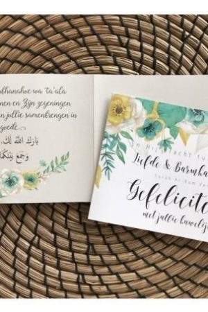 wenskaart Felicitatie huwelijk minty flourish